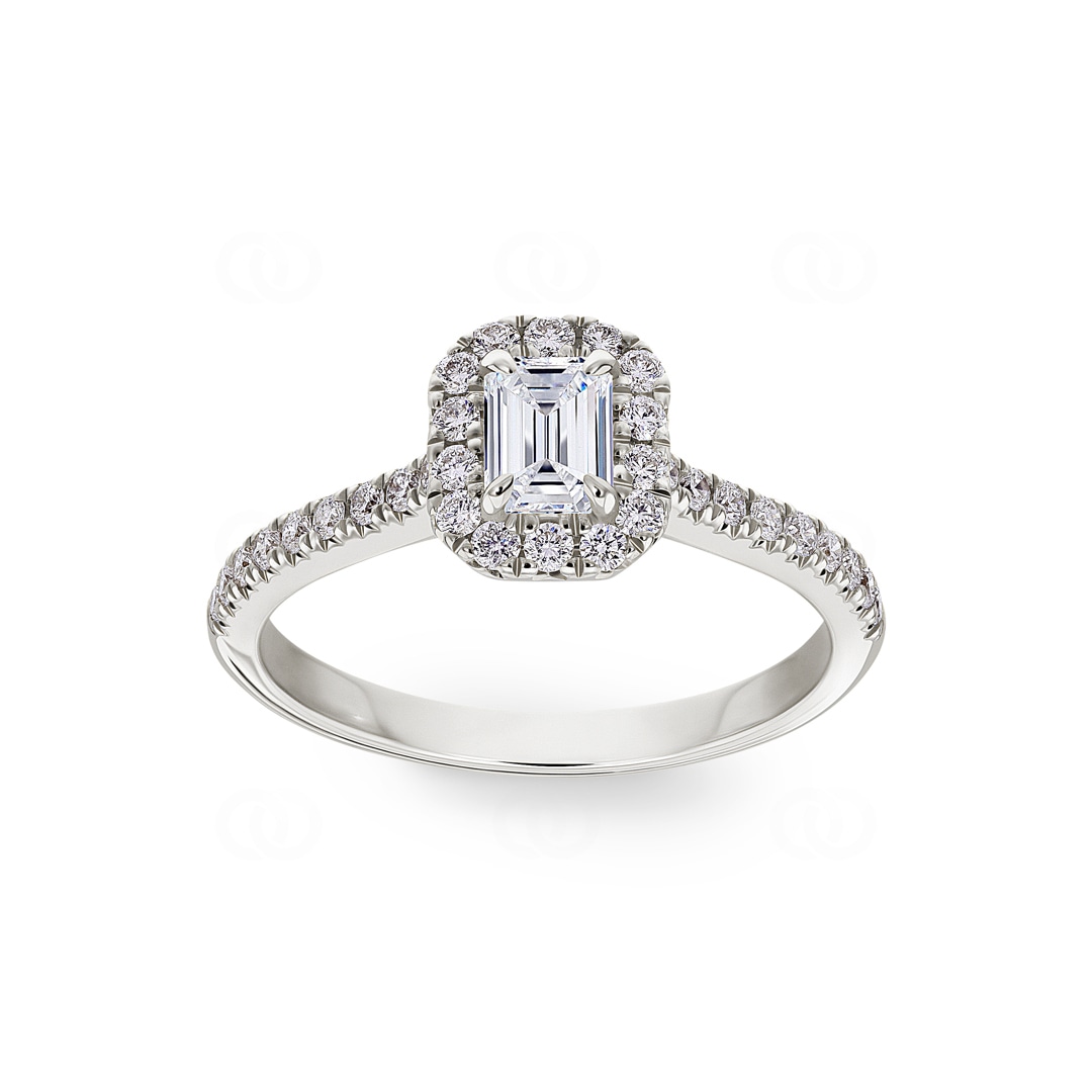 Emerald Halo Diamantring 750/18 K Weissgold 0.84 ct G/si