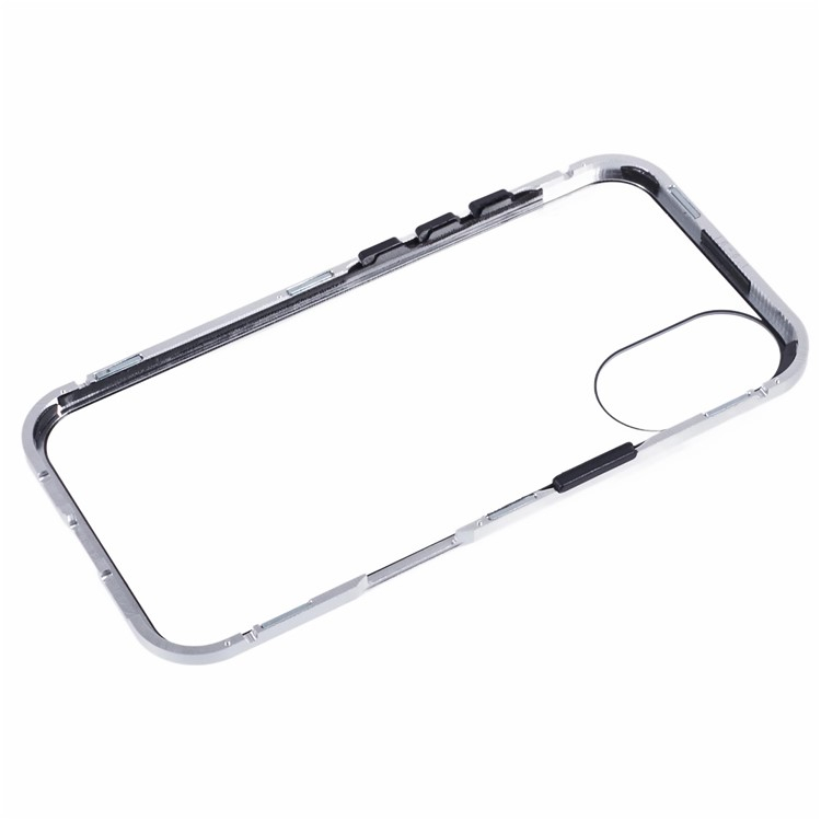 iPhone 16 Magnetische Alu Schutzhülle mit Panzer Glas Backcover   Displayschutz (Magnet-Technologie) - Silber