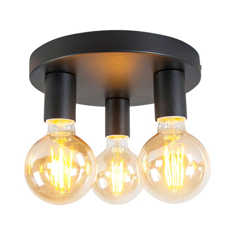 Moderne plafondlamp zwart rond - Facil 3