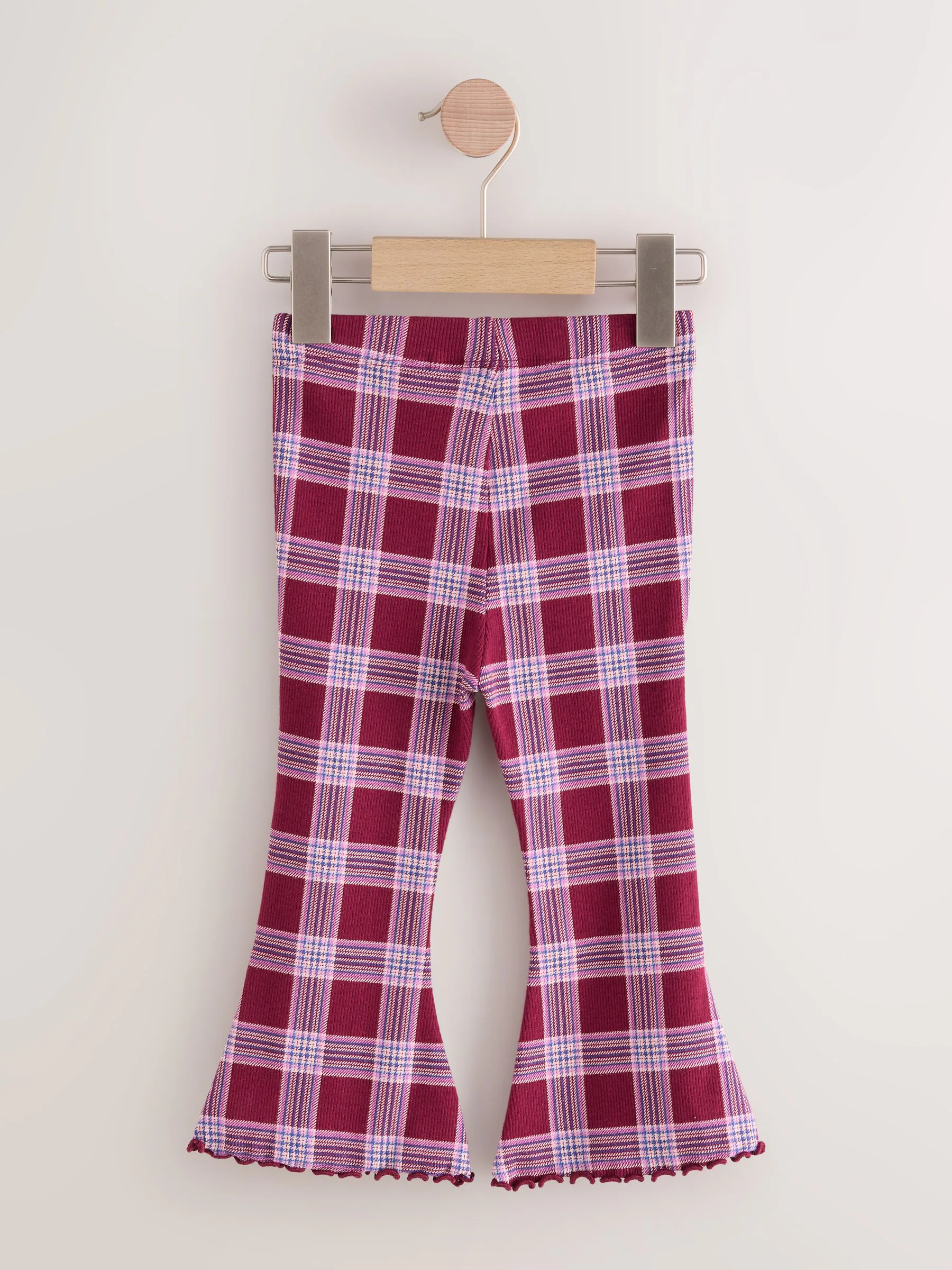 Bordeauxrood - Geribbelde flare legging (3 mnd-7 jr)