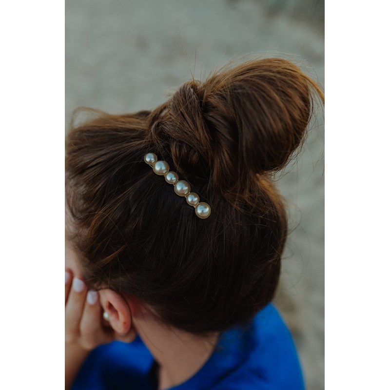 mini barrette perles plaqué argent - NÉLYA