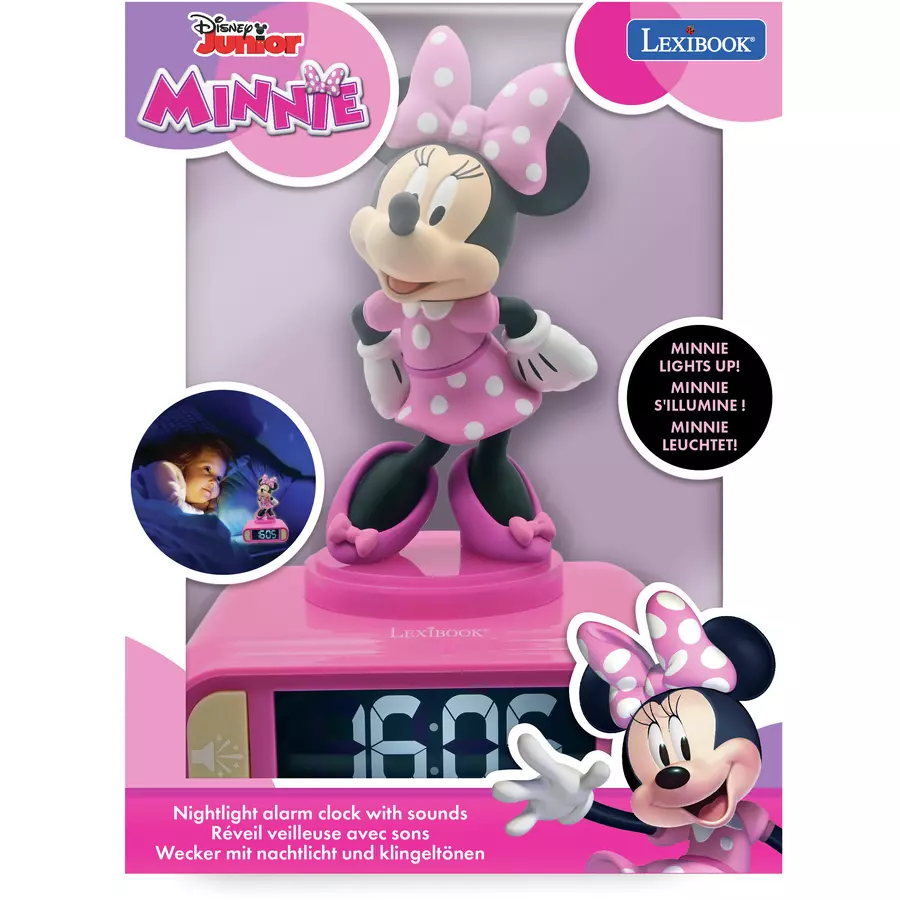 LEXIBOOK  Minnie  Wecker mit 3D Nachtlicht-Figur und besonderen Klingeltönen