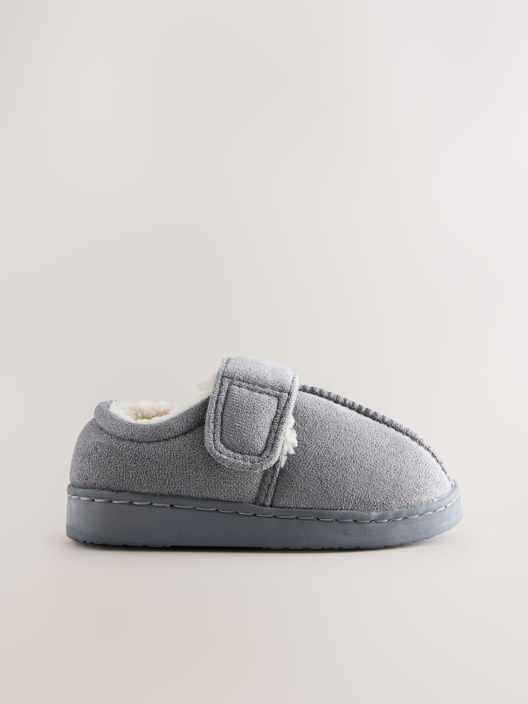 Grijs - Warm gevoerde pantoffels met kuipzool