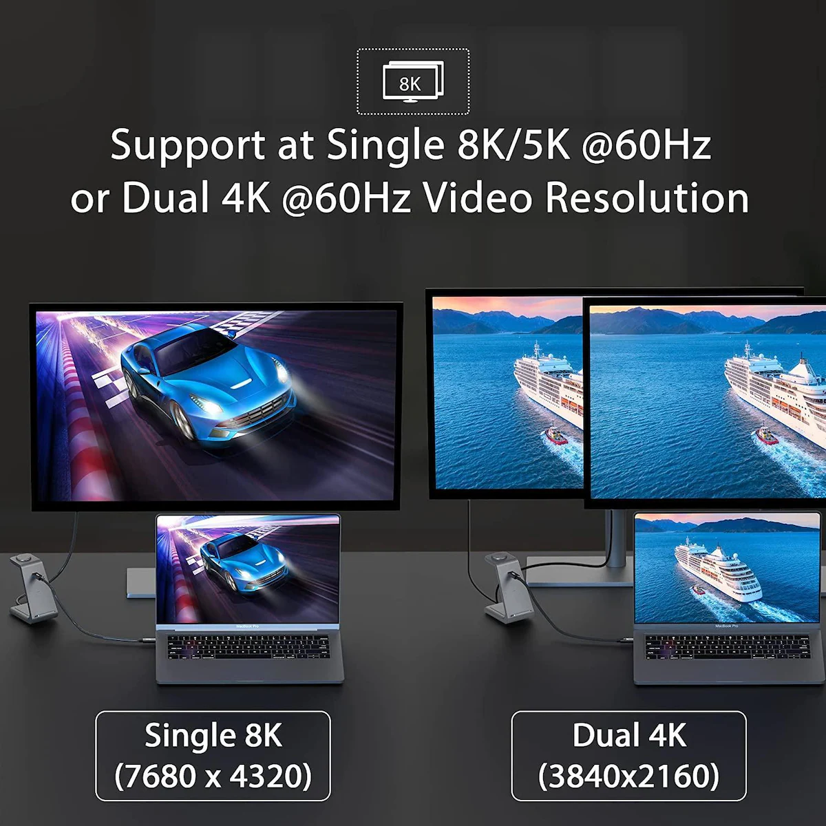 NÖRDIC USB4-kabel 1m 40Gbps data 8K video PD 100W kompatibel med Thunderbolt 3