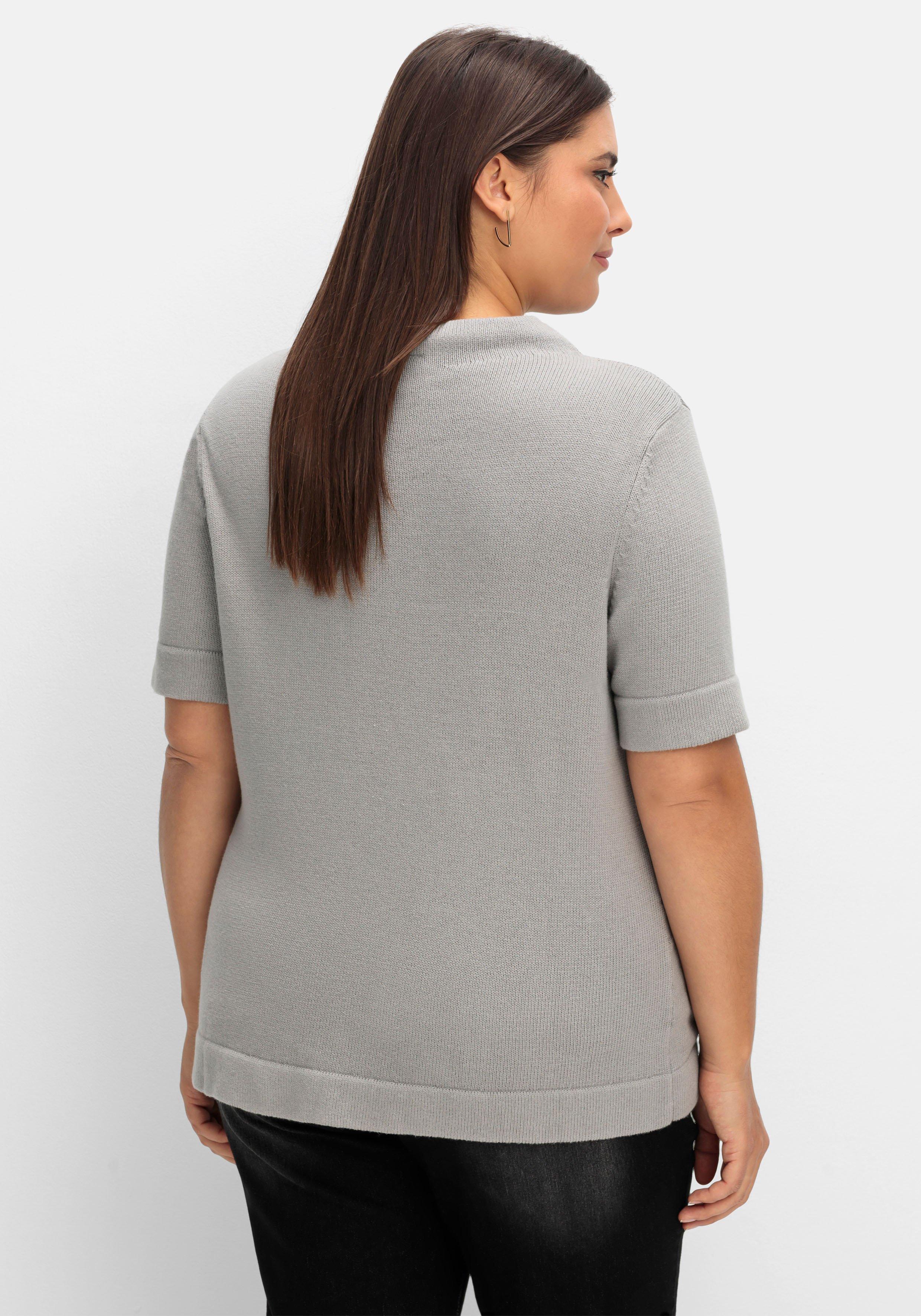 Pullover mit Halbarm und Stehkragen