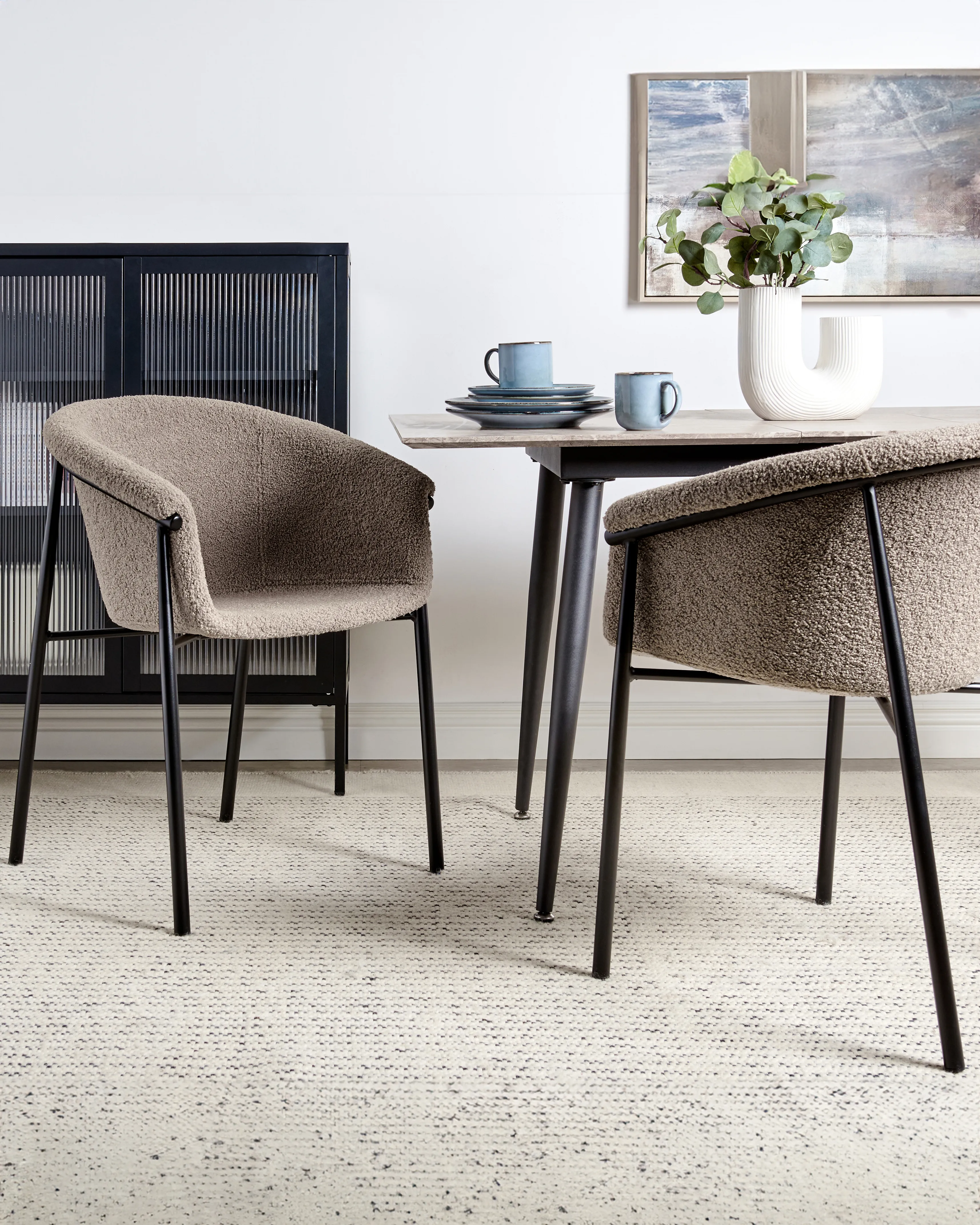 Set van 2 eetkamerstoelen AMES Bouclé Taupe