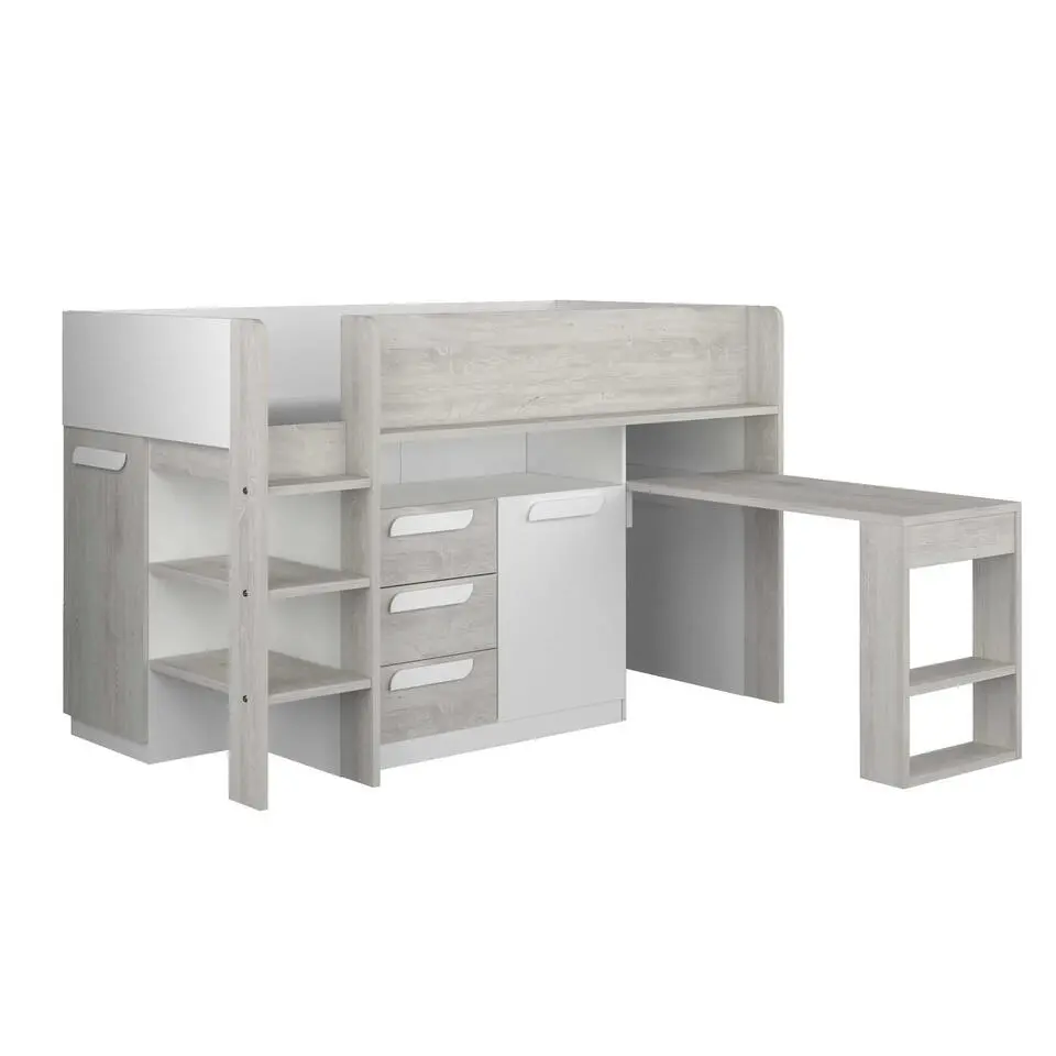 Halfhoogslaper Beau 90x200 met bureau - wit