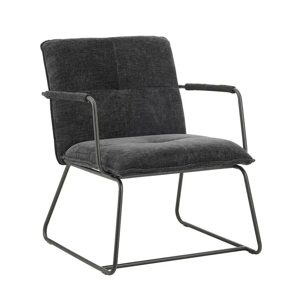 Fauteuil Hailey zwart chenille - Stof - Zwart
