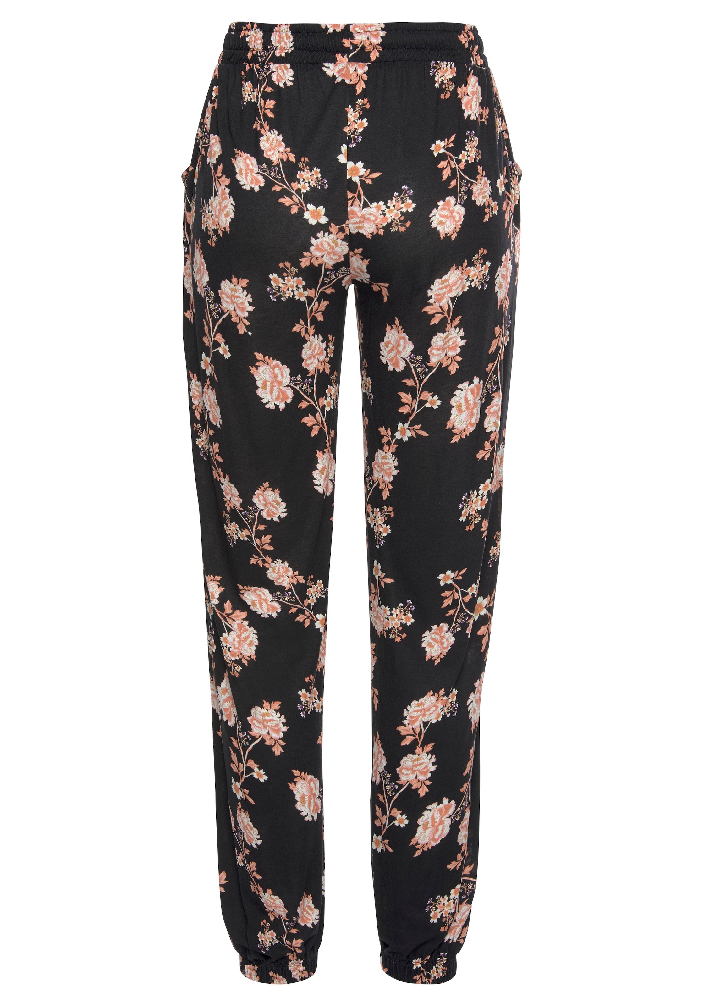 LASCANA Strandhose  mit floralem Alloverdruck und Taschen, elastisch, lockere Passform