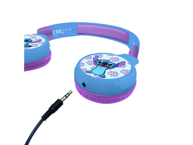 Lexibook 2-in-1-Bluetooth/Kabel-Kopfhörer Stitch Blau Zusammenklappbare Bluetooth- und Kabelkopfhörer im 3D-Design