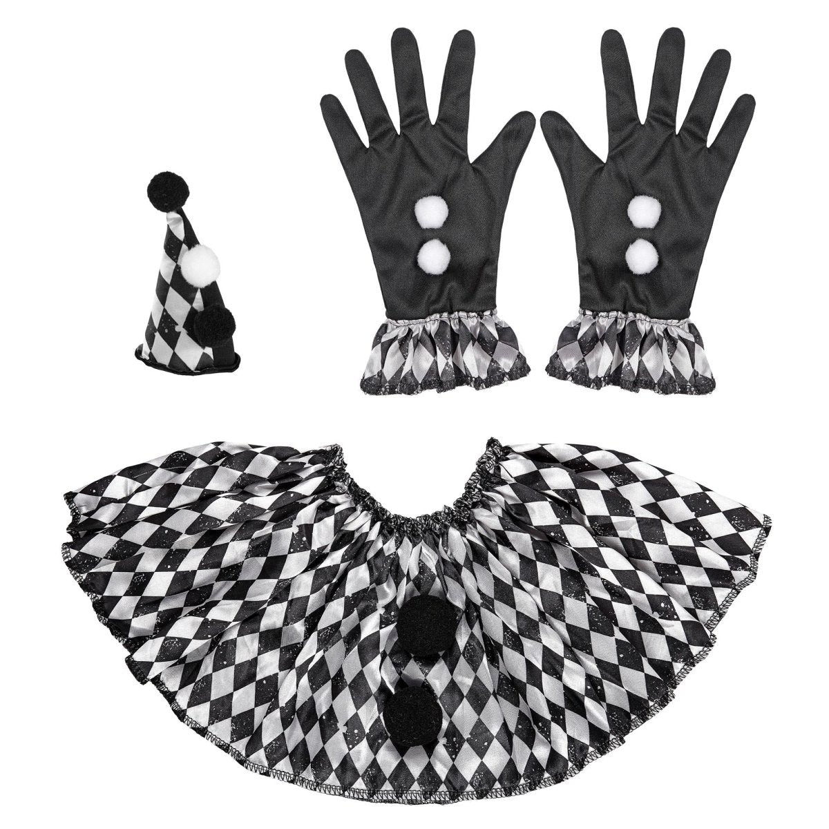 Halloween Accessoireset Wit Zwart Harlekijn
