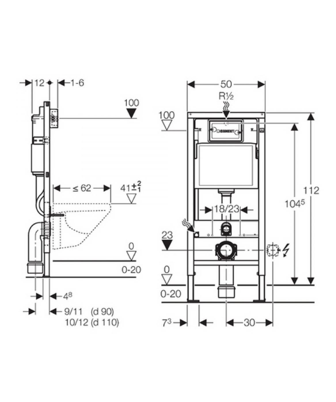 Geberit UP100 toiletset met Villeroy & Boch O.novo compact randloos toilet met softclose zitting