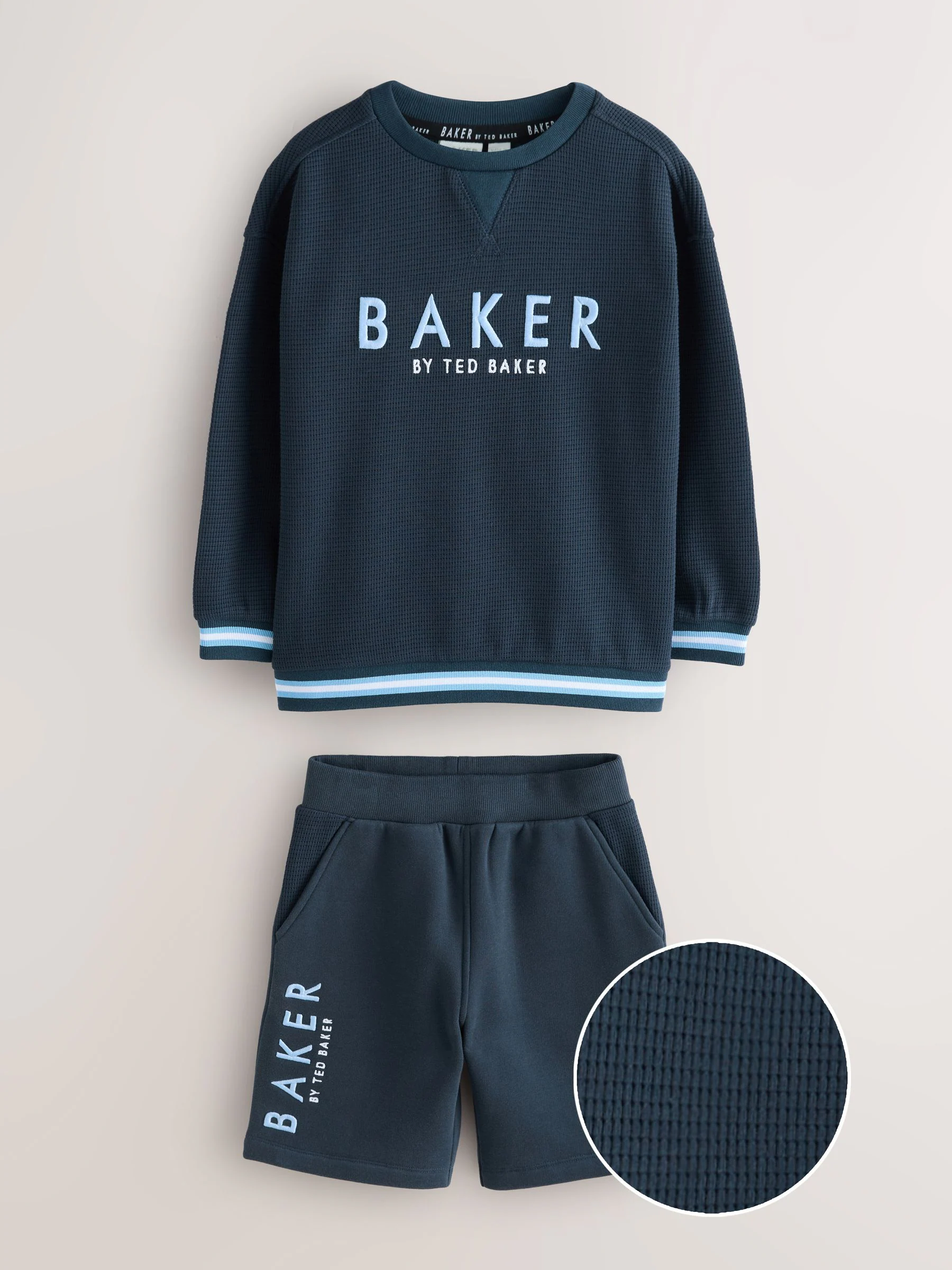 Blauw - Baker by Ted Baker Textured Sweatshirt and Short Set