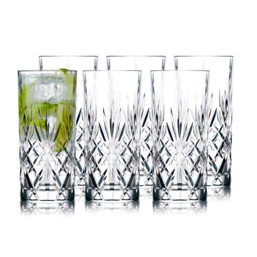 Lyngby Glas Melodia Krystal 6-pak Highball Glas, Klar, 36 cl