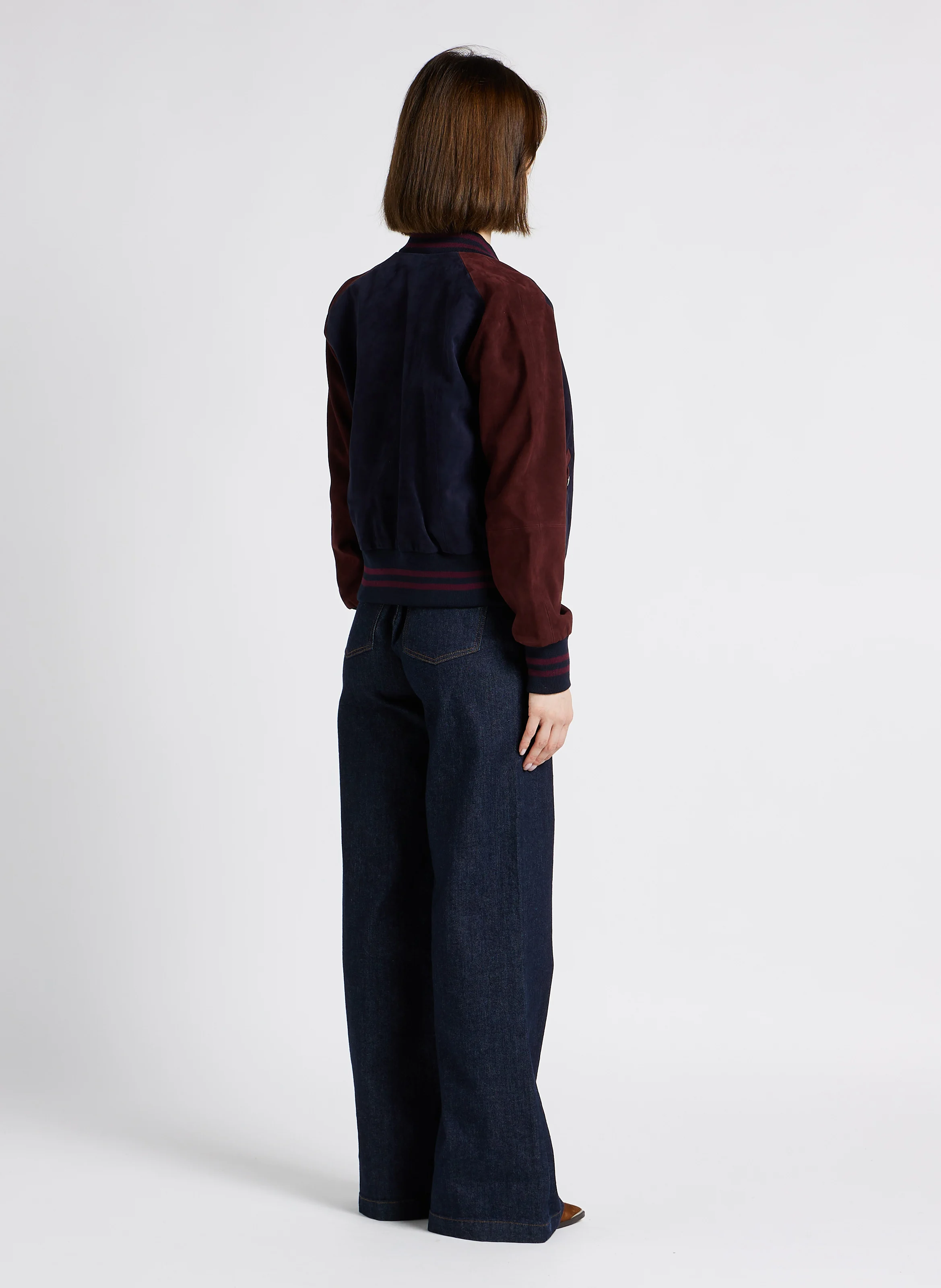 LE HAILEY - Jean large taille haute en coton stretch | Bleu