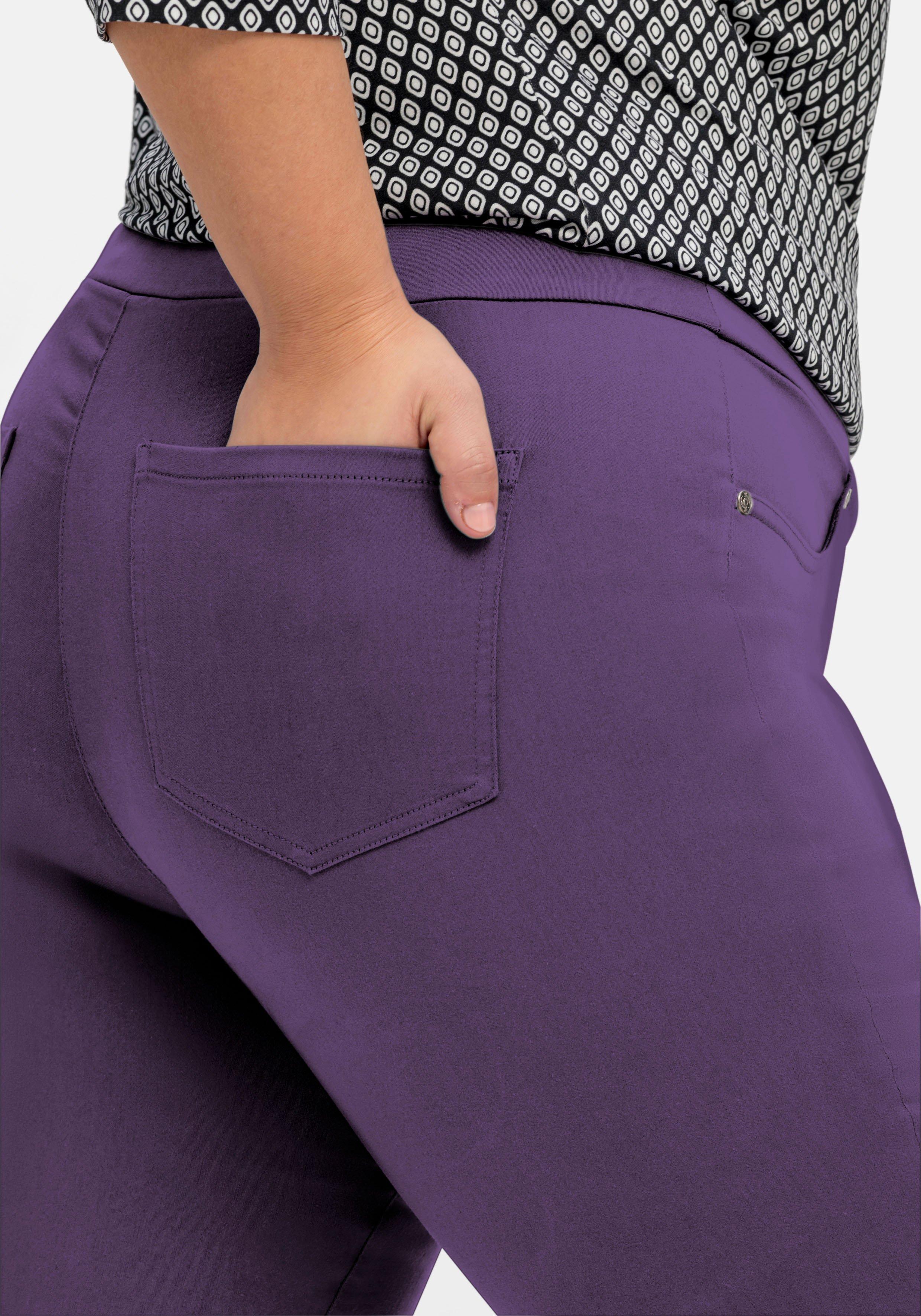 Schmale 7/8-Stretchhose mit elastischem Bund