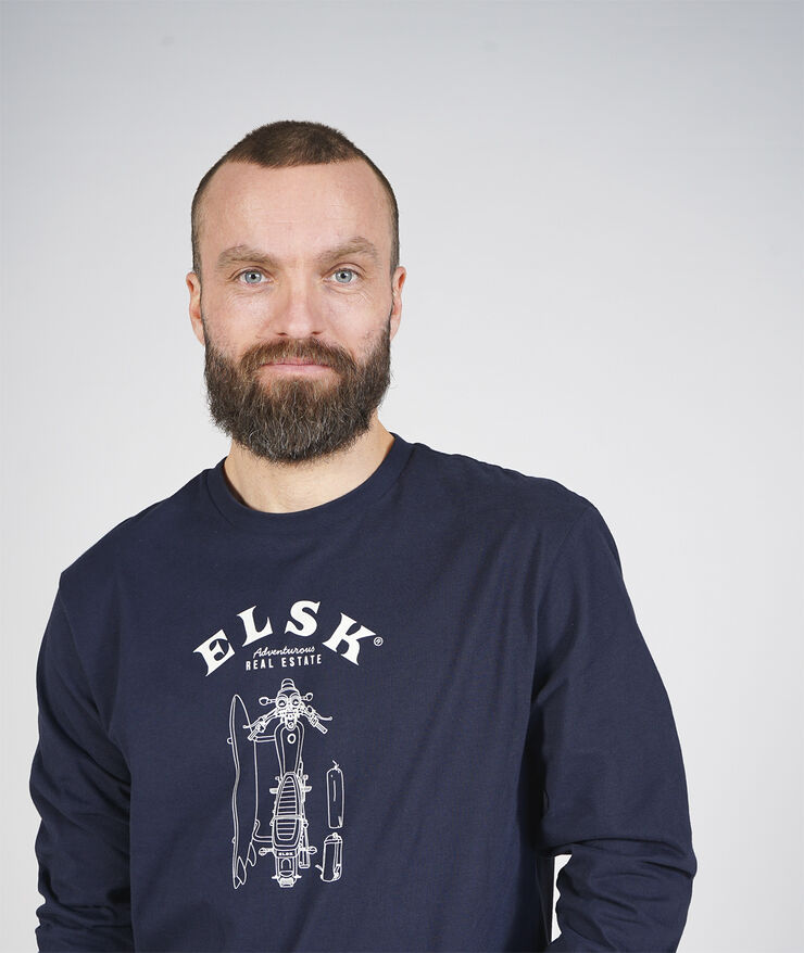 ELSK SINGLE ESTATE MEN'S BRUSHED LS T-SHIRT 100 dark navy