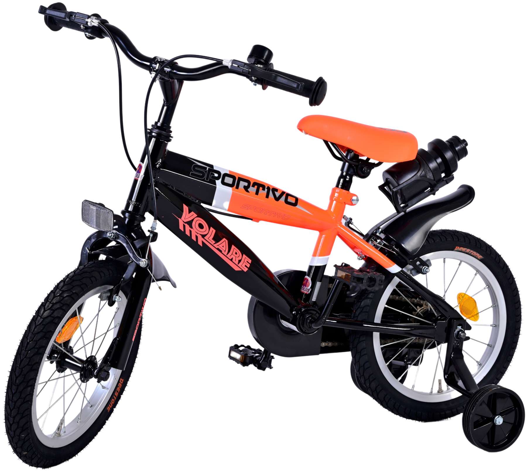 Kinderfahrrad Sportivo Jungen 14 Zoll Kinderrad Neon Orange Schwarz
