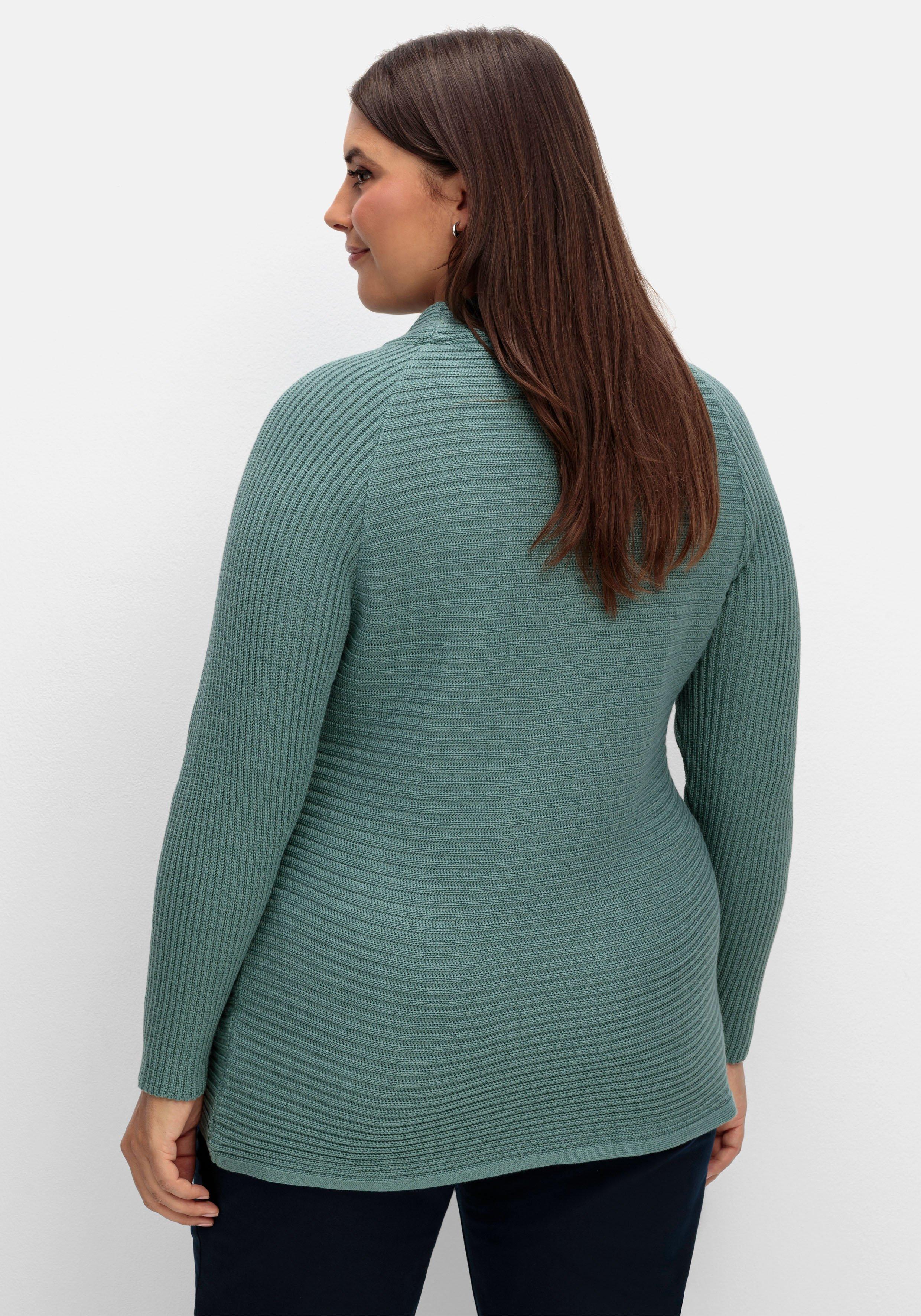 Pullover im Rippstrick, mit Raffung vorn