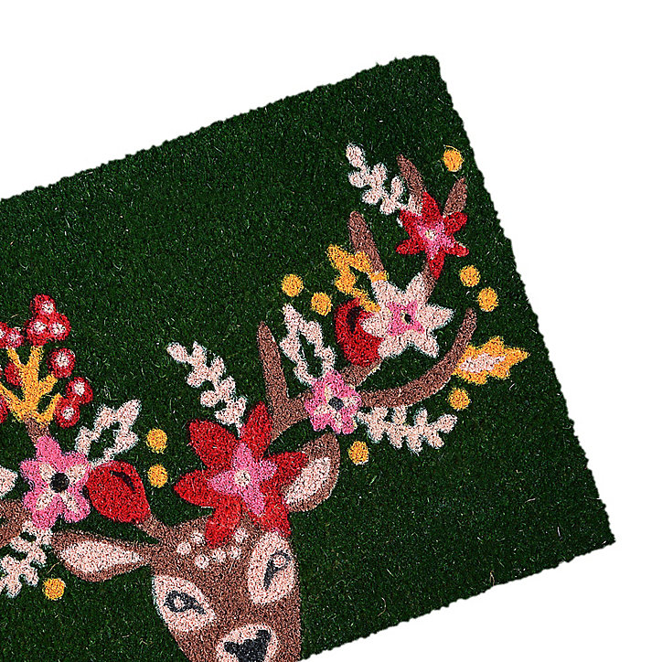 Paillasson de Noël en fibre de coco naturelle imprimé cerf 40 x 60 cm GoodHome