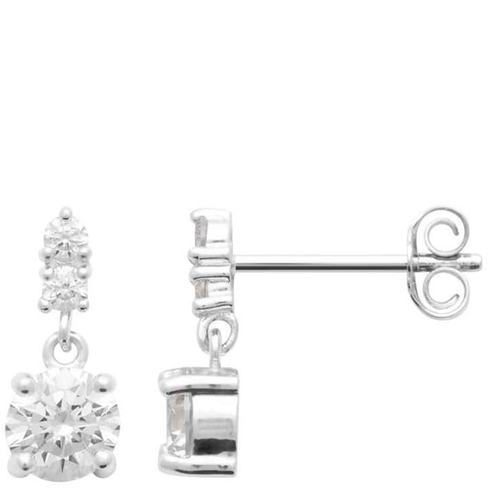 Boucles d'oreilles puces - Argent 925/1000 rhodié & oxyde de zirconium