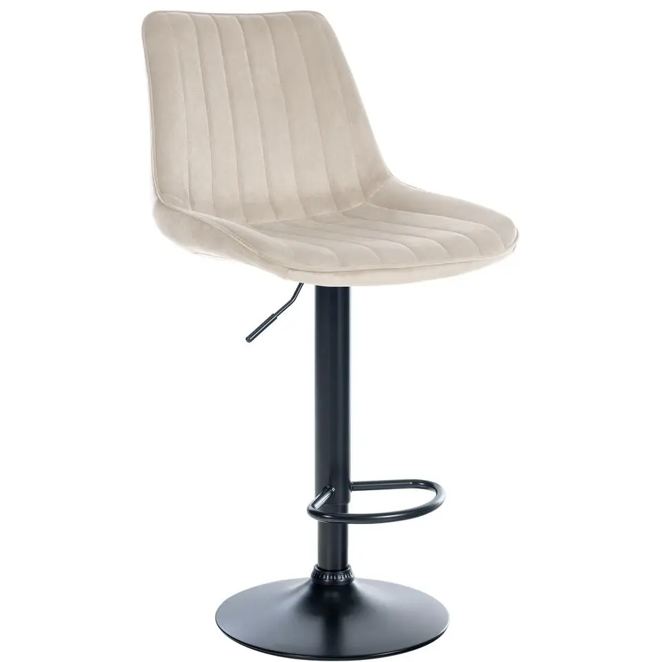 CLP Barkruk Toni zwart Frame - Fluweel - creme