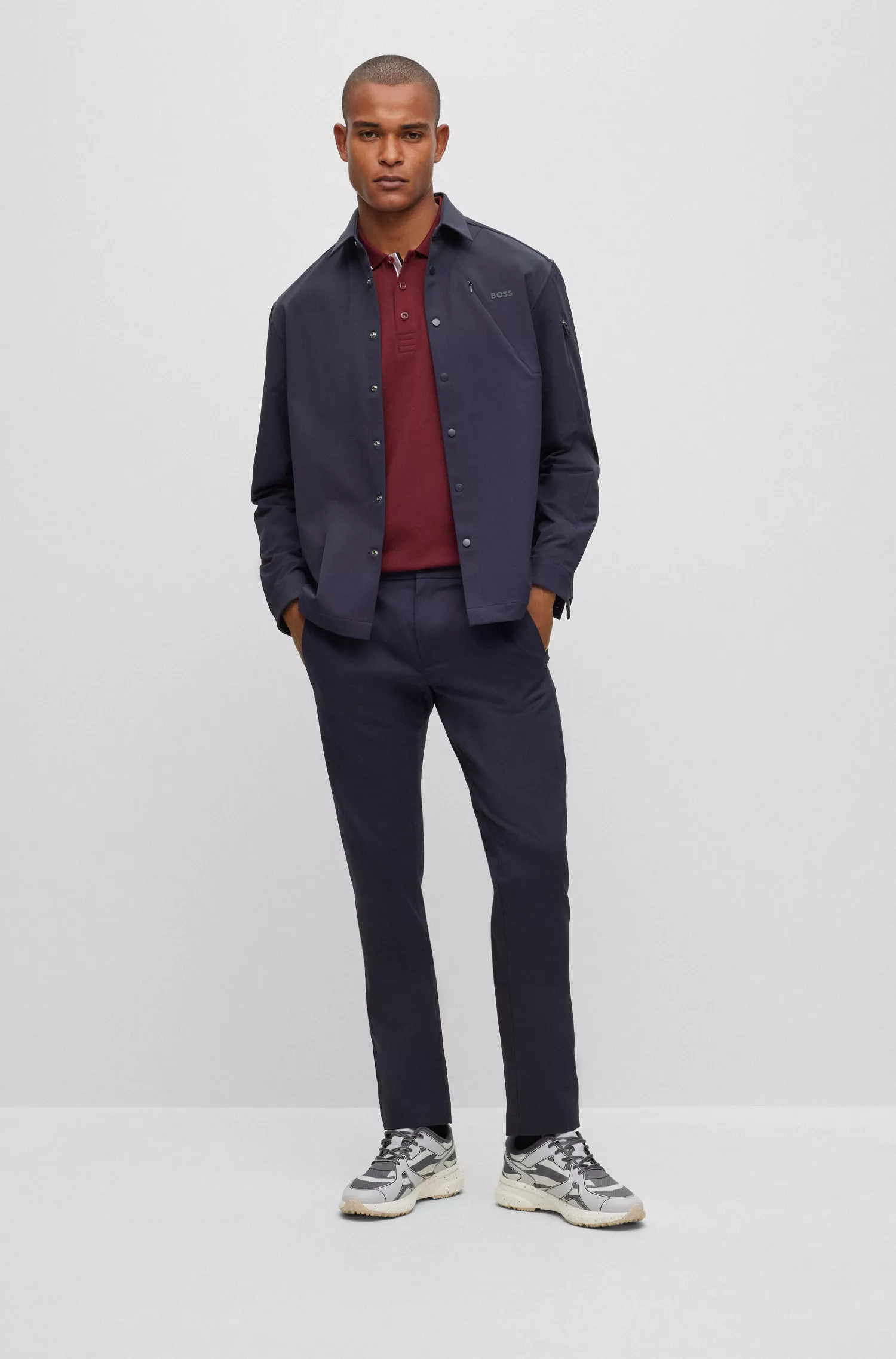 Camisa polo BOSS Green de algodão orgânico com logotipo.