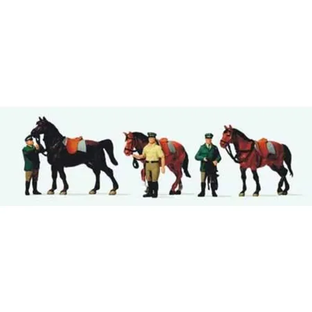 Preiser 10583 - Stehende Polizisten+Pferd, Spur H0