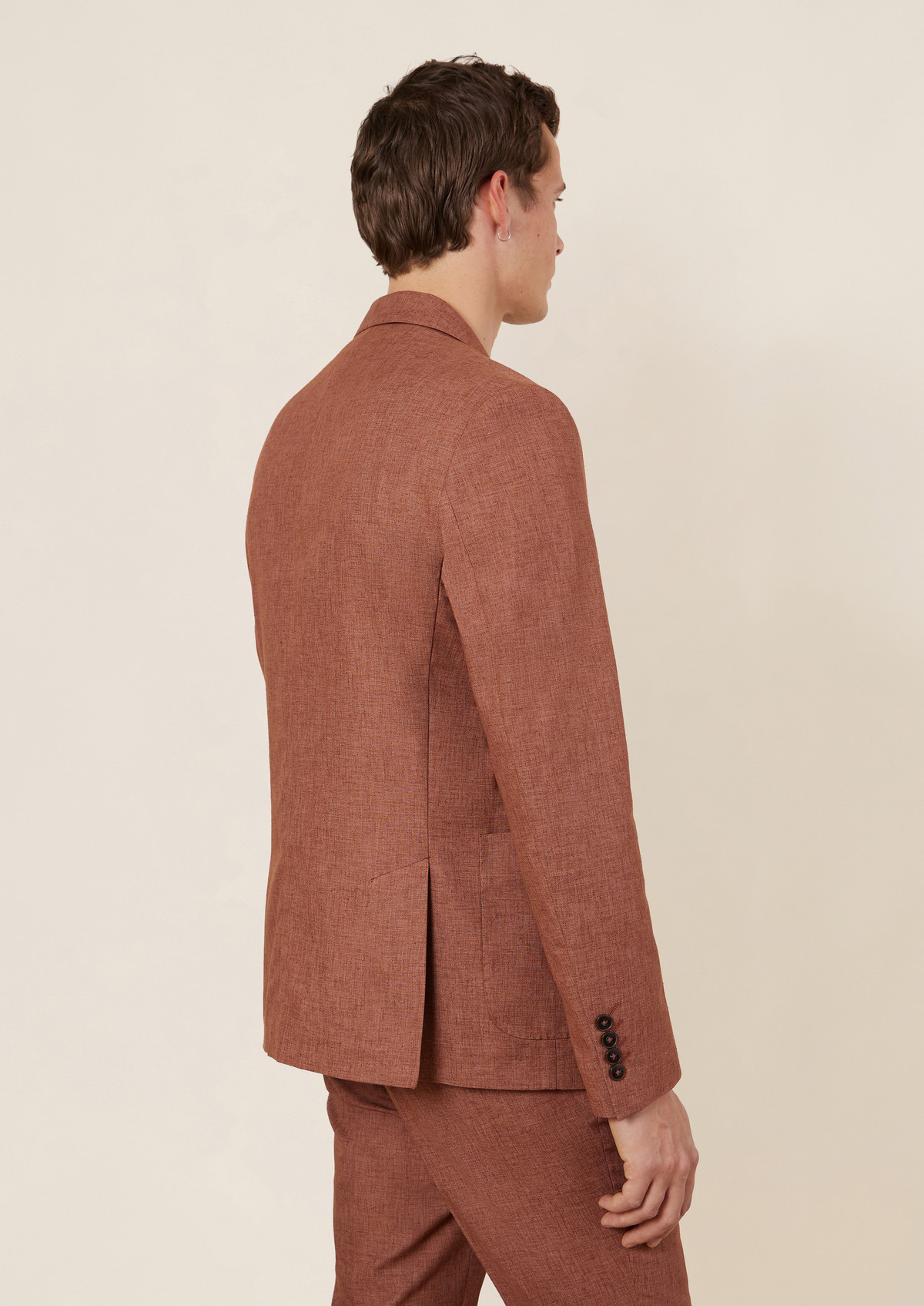 Veste coordonnable Regular en coton et lin mélangés unis terracotta