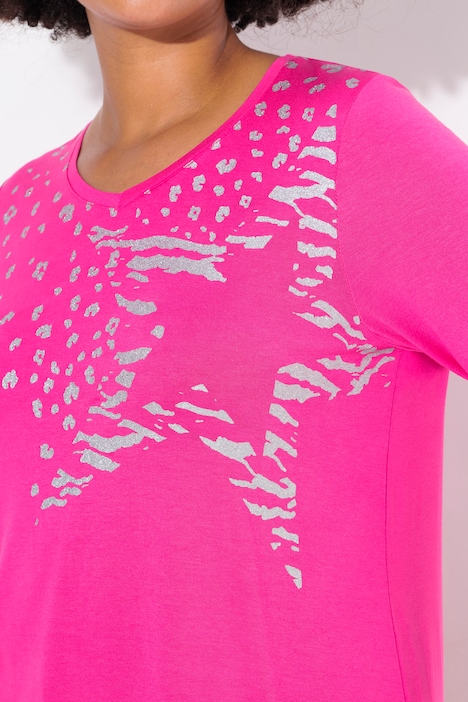 T-Shirt, A-Linie, Sterne, 3/4-Ärmel