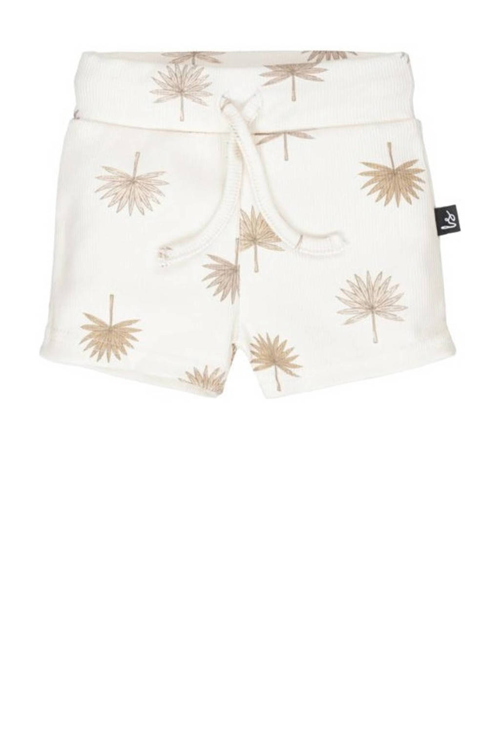 Babystyling baby sweatshort met all over print ecru/lichtbruin
