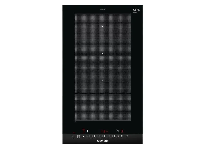Siemens iQ700 EX375FXB1E - Induktions kogeplade - 2 plader - Niche - bredde: 27 cm - dybde: 49 cm - med rustfrit stål-sidepynt, - med facetteret frontkant - børstet aluminium/sort