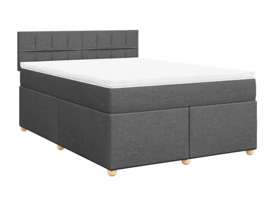 Sommier à lattes de lit avec matelas Gris foncé 160x200cm Tissu
