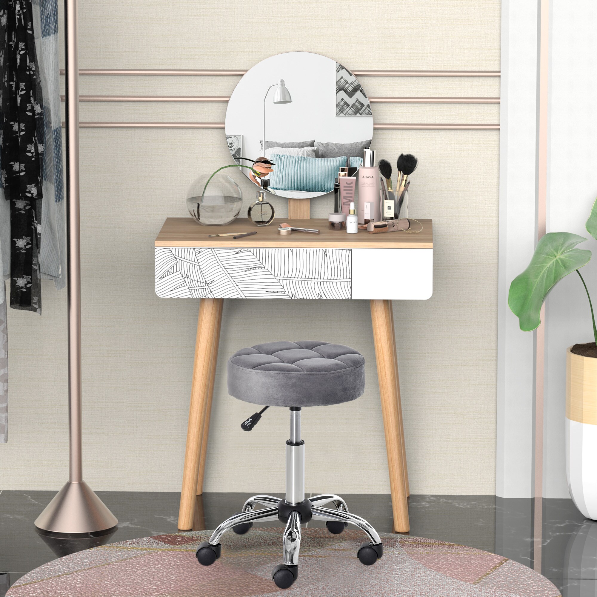 HOMCOM Salonhocker höhenverstellbar 35 x 49-61 cm