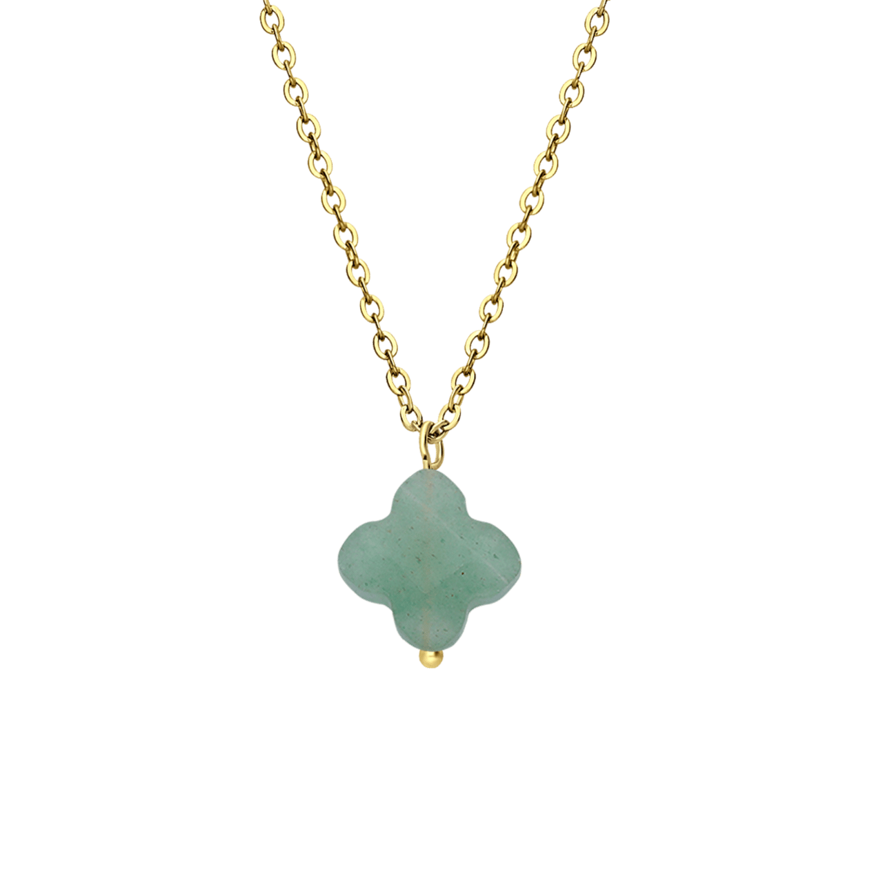 Stalen goldplated ketting groene aventurijn