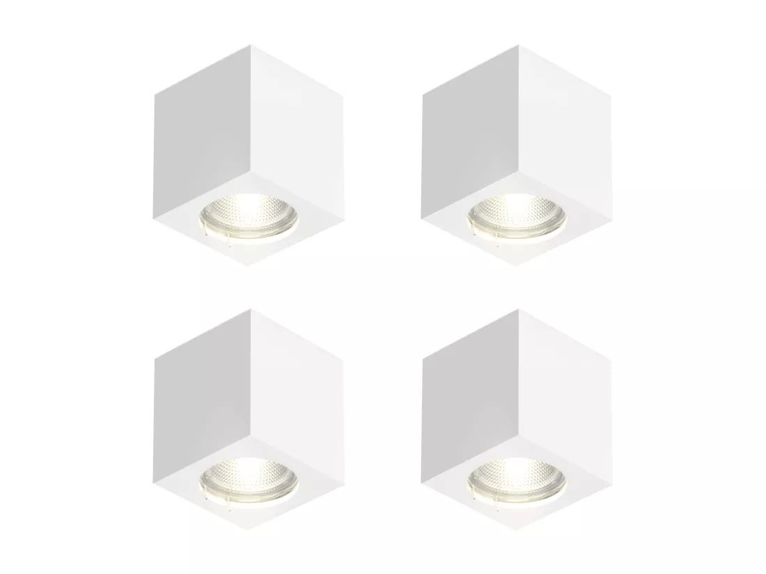 NETTLIFE Spot en saillie blanc GU10 spot en saillie carré 40W plâtre petit plafonnier moderne