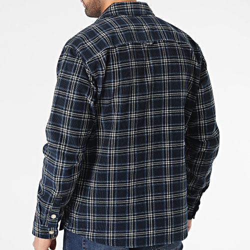 Surchemise Velours A Carreaux Loose Finn Bleu Marine