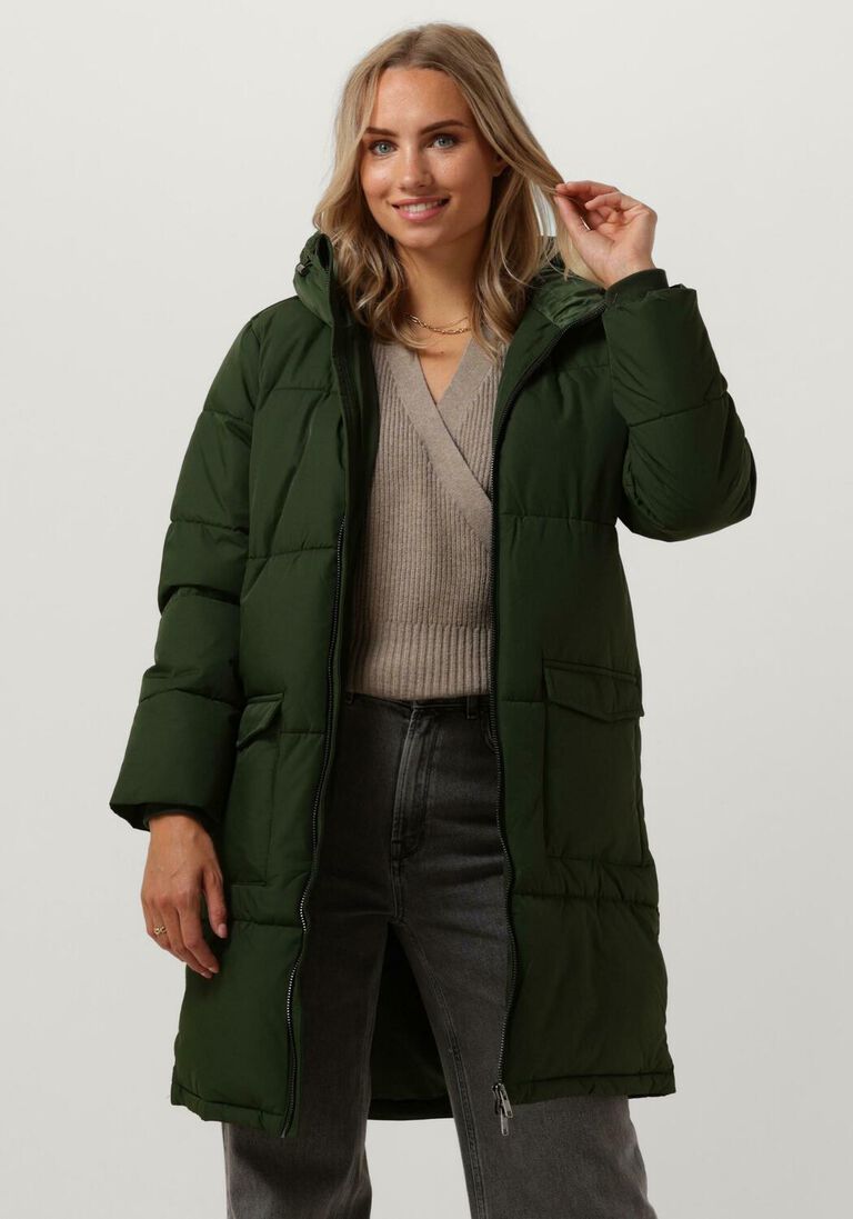 OBJECT groene object gewatteerde jas objzhanna l/s long jacket noos