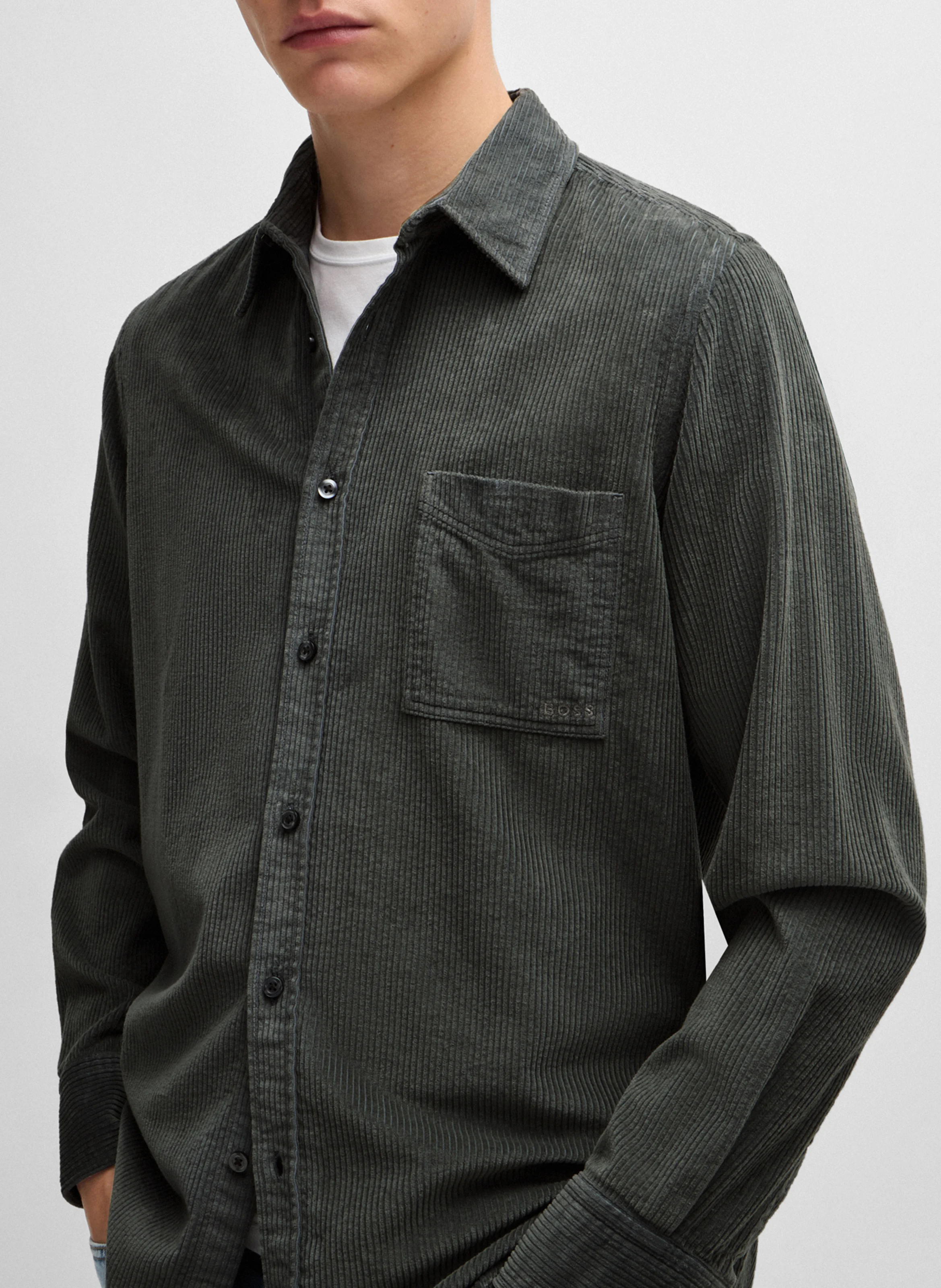 Chemise col classique en coton | Argent