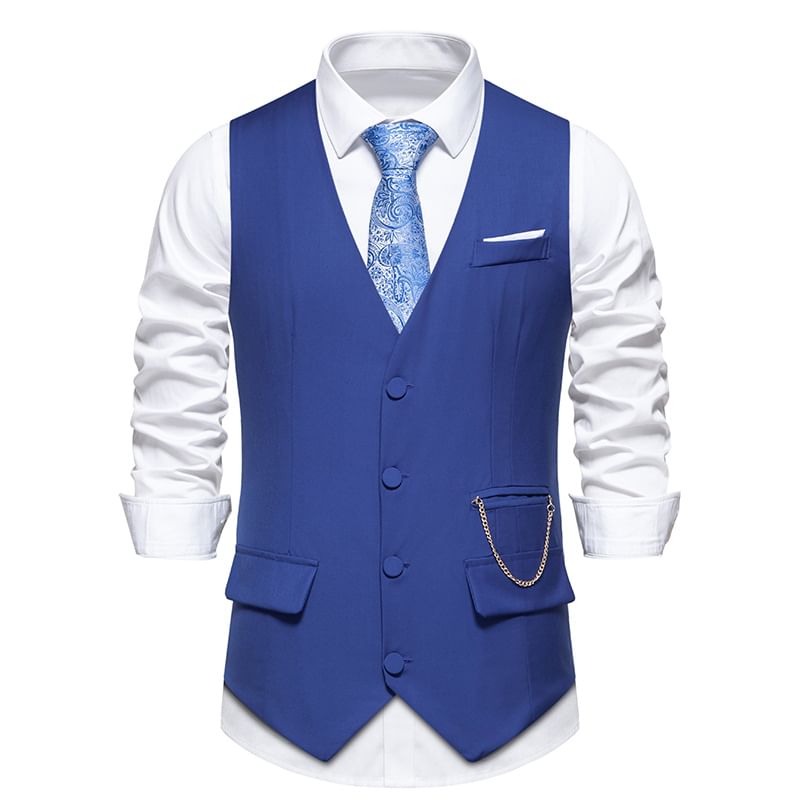 YIKES - V-hals effen enkelrijgs vest met ketting