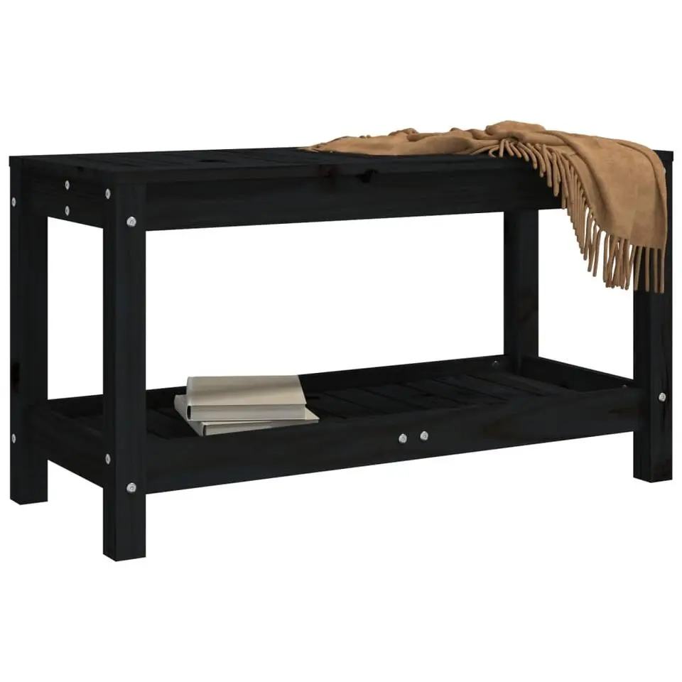 vidaXL - Tuinbank - Zwart - Grenenhout - 82.5 x 35 x 45 cm