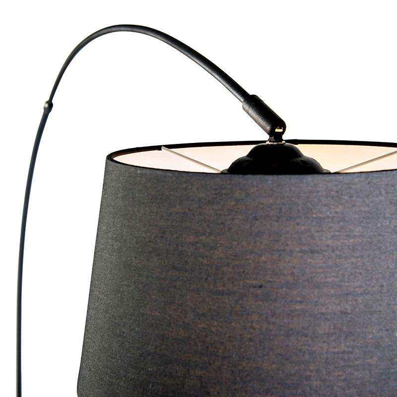 Moderne booglamp zwart met zwarte stoffen kap - Arc Basic