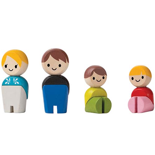 Plan toys poppenhuispoppen witte familie 4 st - 6 cm