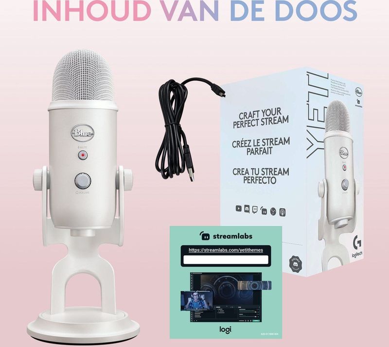 Blue Microphones Yeti Premium - Gaming Microfoon - USB - White Mist