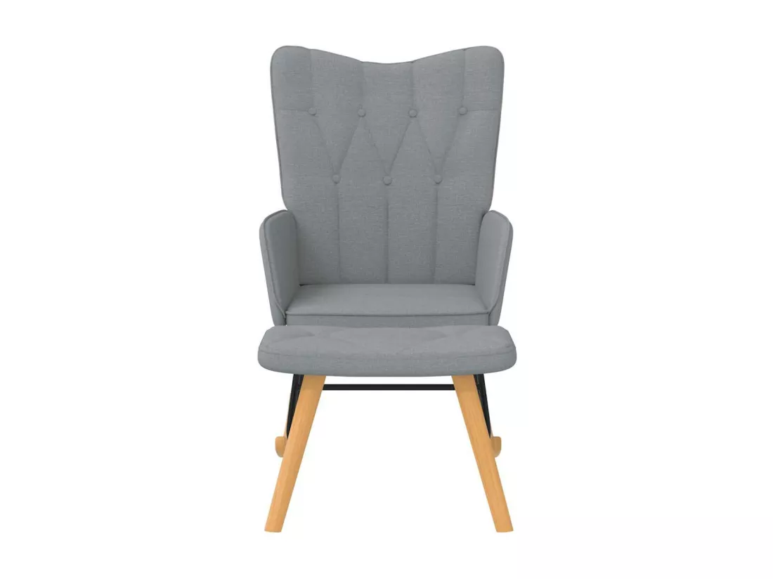 Chaise à bascule avec tabouret Gris clair Tissu