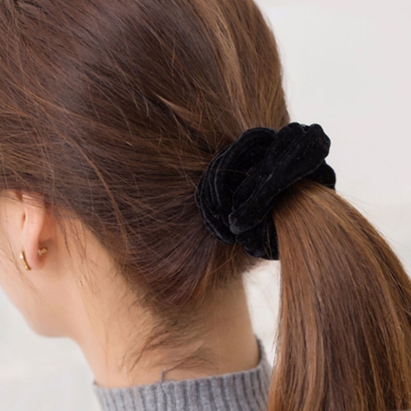 (5er Set) Scrunchies Elastisches Samt Haargummi Haarband - Schwarz