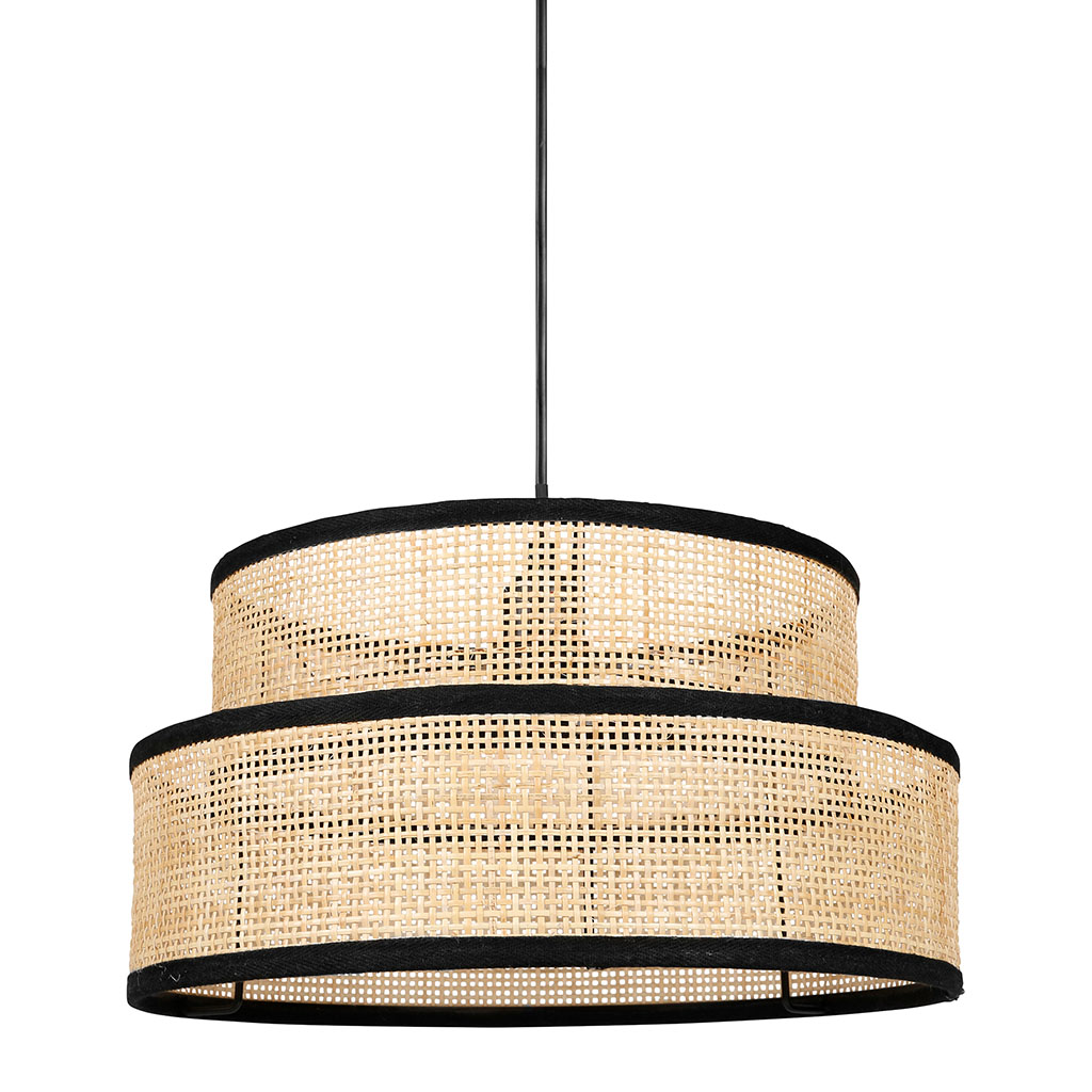 Suspension gigogne paille tressée contour noir D 35cm
