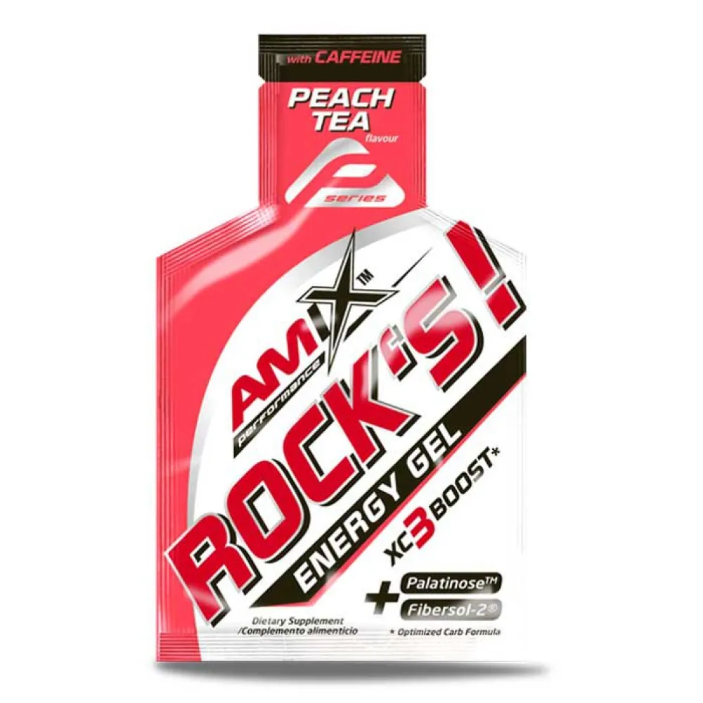Gel energético Amix Rock's com sabor de chá de pêssego, 32g