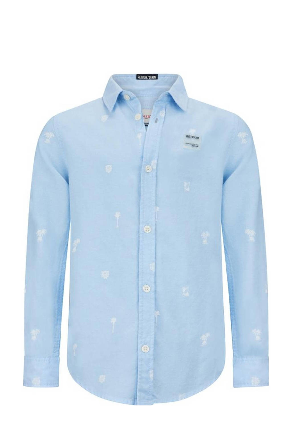Retour Jeans overhemd Jurgen met all over print lichtblauw