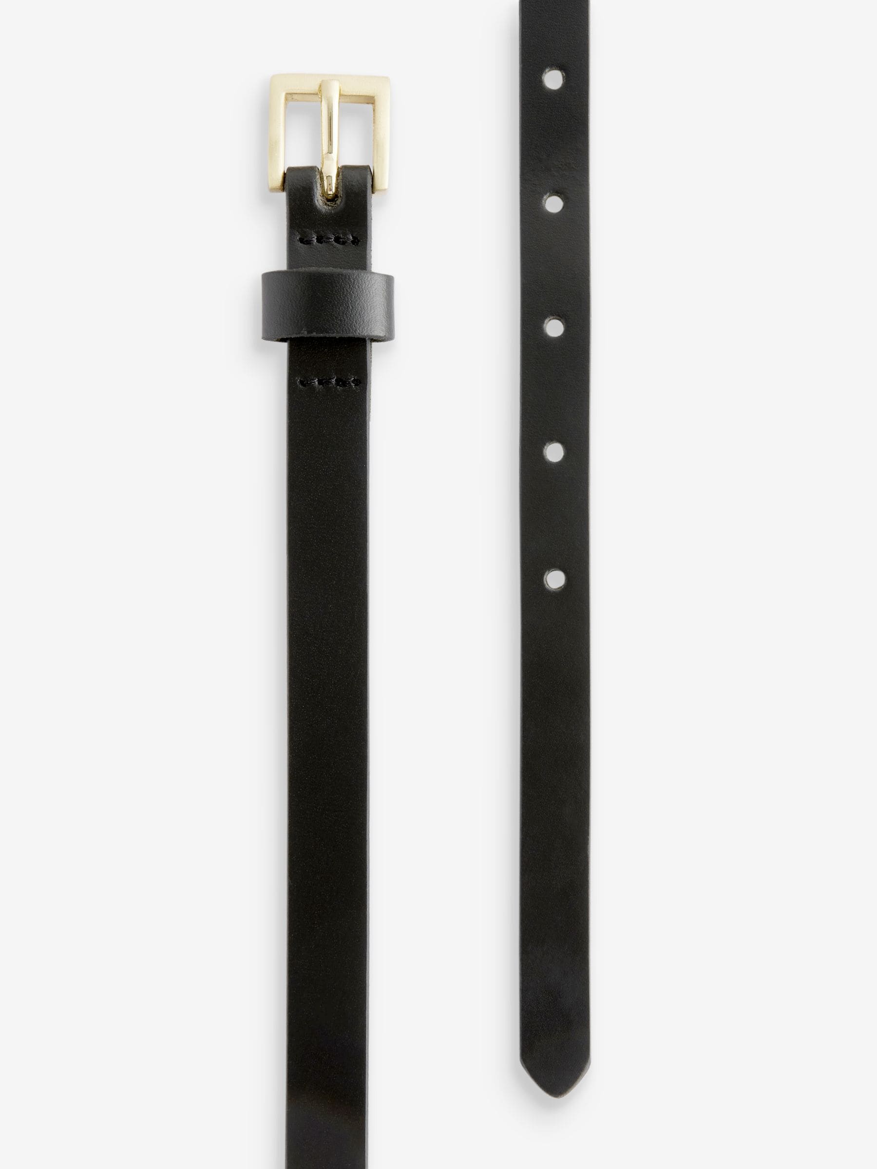 Zwart met goud - Smalle leren riem